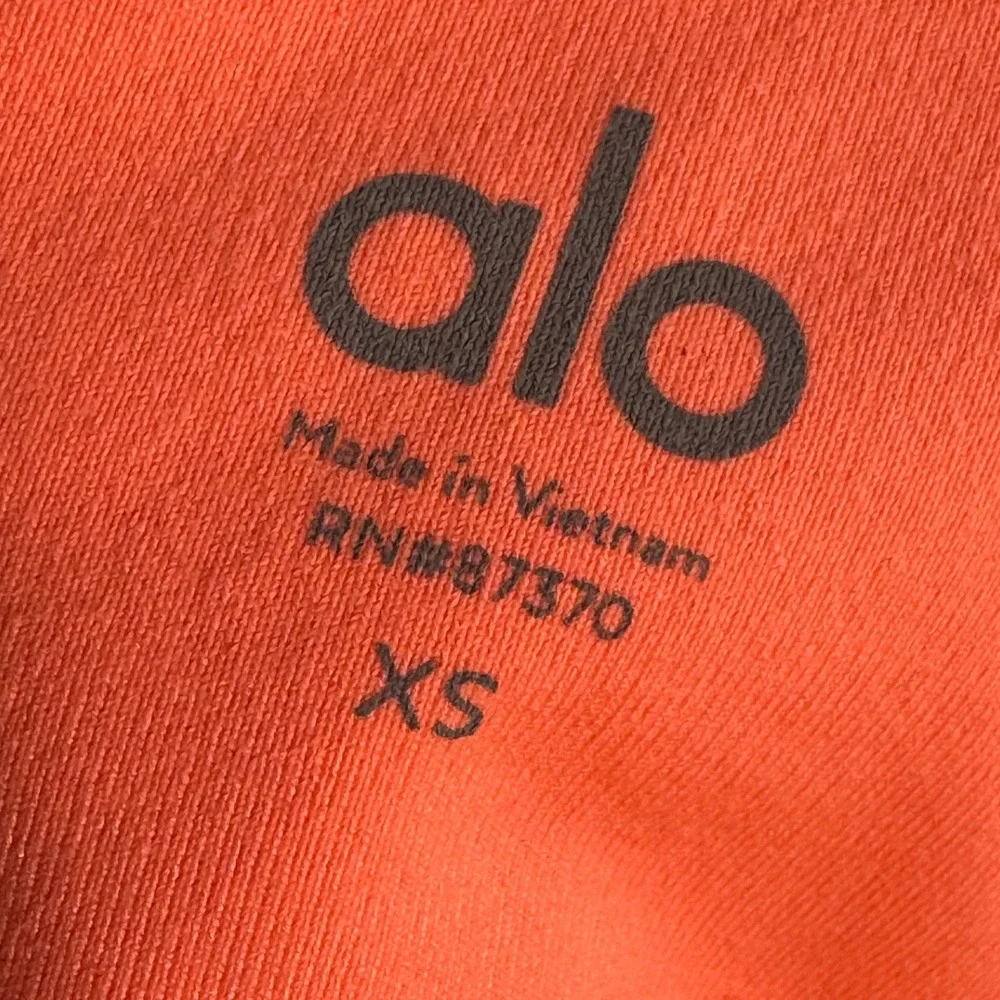 Alo Yoga Womens Goddess Ribbed Leggings Neon Orange Charcoal Grey Size XS